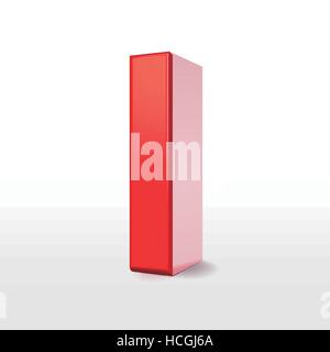 3d red letter I isolated on white background Stock Vector