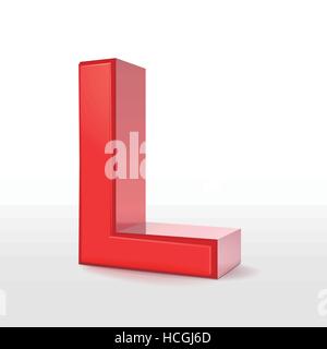 3d red letter L isolated on white background Stock Vector