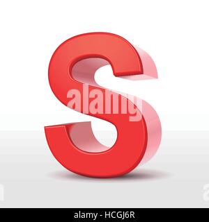 3d red letter S isolated on white background Stock Vector