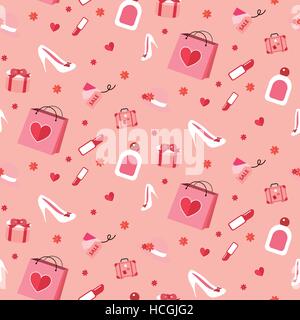 Fashion cloth seamless pattern. Women clothes and accessories