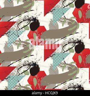 abstract geometric background with paint strokes isolated on white Stock Vector