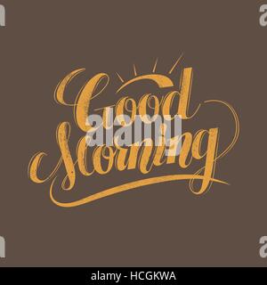 retro Good morning calligraphy design over brown background Stock Vector