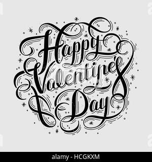 Happy Valentine's Day hand lettering calligraphy design