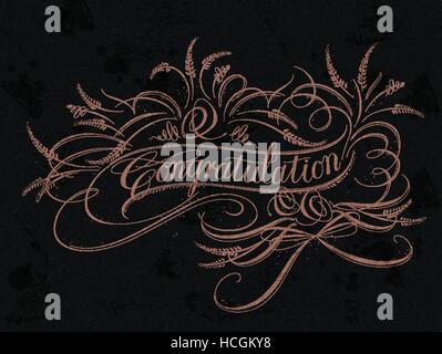 graceful Congratulation calligraphy design in golden color Stock Vector