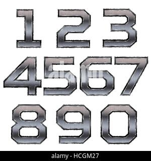 metallic numbers set isolated on white background Stock Vector