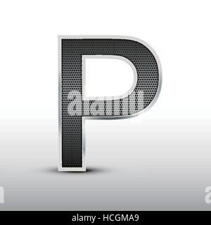 3d speaker grille letter P isolated on grey background Stock Vector