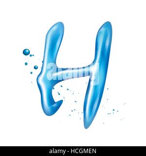 3d water letter H isolated on white background Stock Vector