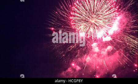 Beautiful real fireworks during celebration Stock Photo