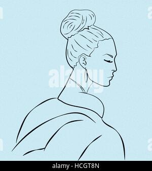 Silhouette of woman wearing fur coat Stock Vector