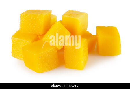 mango cube slices isolated on the white background. Stock Photo