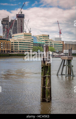 A view of the construction of the Shard from across the River Thames, London, UK. Stock Photo