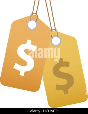 Shopping tag with dollar sign icon, flat design. Tags, label isolated on white background. Vector illustration, clip art. Stock Vector