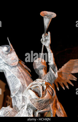 Chester, UK. 8th December, 2016. Mid-Winter Watch Parade, Chester’s 15th-century tradition of ‘Setting the Watch’. Karamba Samba a ‘ghost band’ led a fun parade of skeletons, angels and devils as they celebrated the Winter solstice. This event with dancers, fire breathing and sword fights, dates from the 1400’s, where the city leaders would hand over the keys of Chester to the City Watch – the early police force.  Credit:  Cernan Elias/Alamy Live News Stock Photo