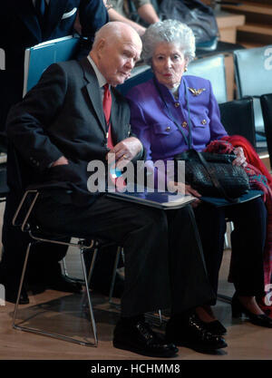 December 8, 2016 - (File Photo) - John Glenn, the first American to orbit the Earth and a former U.S. senator and war hero, has died. He was 95. Glenn was the first American to orbit the earth and returned to space in 1998 aboard a Space Shuttle flight. PICTURED: Mar 31, 2006 - New York, New York, U.S. - Former astronaut and US Senator JOHN GLENN with his wife ANNA. Former President Bill Clinton, joined by business and world leaders, announces details of the 2006 Clinton Global Initiative (CGI) and gives an update on 2005 commitments in a meeting at Jazz On Lincoln Center. Former President Cli Stock Photo