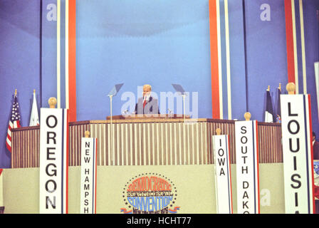 United States Senator John H. Glenn, Jr. (Democrat of Ohio) delivers the first Keynote Address at the opening session of the 1976 Democratic National Convention at Madison Square Garden in New York, New York on July 12, 1976. At the time, Glenn was a serious contender to be Jimmy Carter's running mate.Credit: Arnie Sachs/CNP - NO WIRE SERVICE - Photo: Arnie Sachs/Consolidated News Photos/Arnie Sachs - CNP Stock Photo