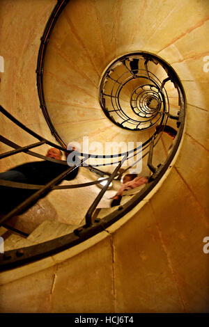 The stairs (284 steps) to the roof of the Arc de Triomphe  (Arch of Triumph), Paris, France. Stock Photo