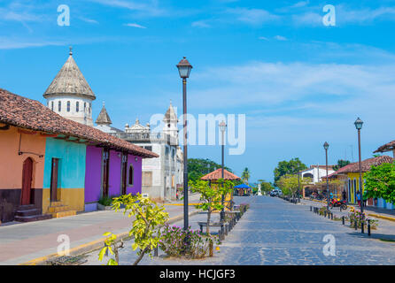 City view of Granada Nicaragua. Granada was founded in 1524 and it's the first European city in mainland America Stock Photo