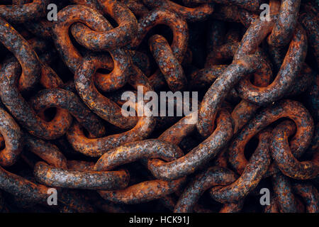 Close-up of rusty old chains. Stock Photo