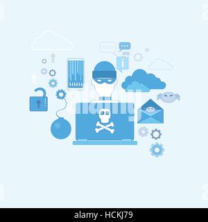 Hacker Activity Computer Viruses Data Protection Privacy Internet Information Security Web Banner Stock Vector