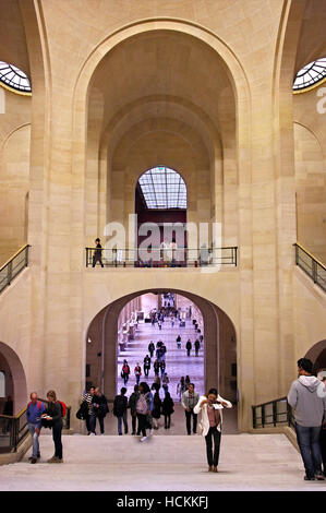 The Daru staircase in front of the 'Winged Victory ('Nike') of Samothrace', the Louvre museum, Paris, France. Stock Photo