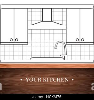 Kitchen room interior . Vector . Stock Vector
