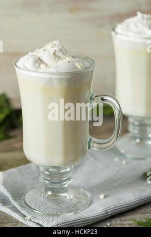 Homemade Sweet White Hot Chocolate with Whipped Cream Stock Photo