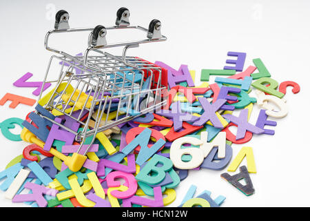 Toy trolley with wood alphabet letter Stock Photo