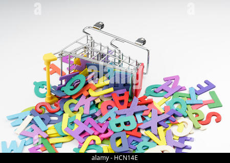 Toy trolley with wood alphabet letter Stock Photo