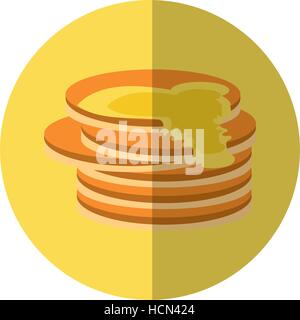 delicious pancakes maple syrup yellow pictogram Stock Vector
