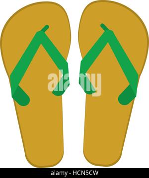 green and yellow flip flop brasilian Stock Vector