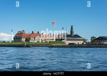Military Open Air Museum, Holmen Naval Base, Central Station with tower, Nyholm Island, Inner Harbor, Copenhagen, Denmark Stock Photo