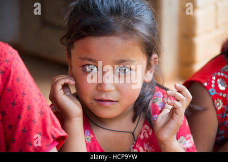 Local girl, Sindupalchuck, Nepal Stock Photo
