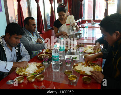 A traditional Thali meal in Assam, India. Stock Photo