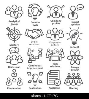 Business management icons in line style. Pack 14. Stock Vector