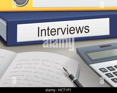 interviews binders isolated on the office table Stock Vector