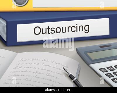 outsourcing binders isolated on the office table Stock Vector