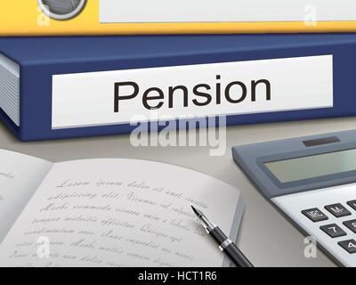 pension binders isolated on the office table Stock Vector
