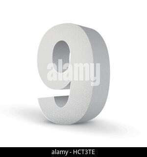 white texture number nine isolated over white background Stock Vector