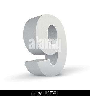 white texture number nine isolated over white background Stock Vector