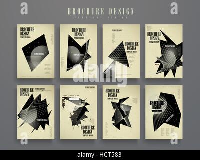 attractive brochure template design set with geometric elements Stock Vector