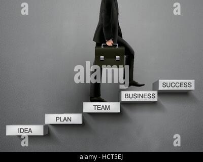 businessman going up to the success way over grey Stock Vector