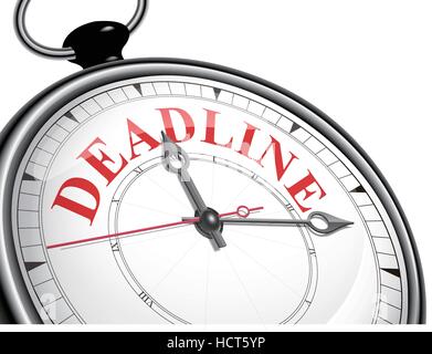 deadline concept clock isolated on white background Stock Vector