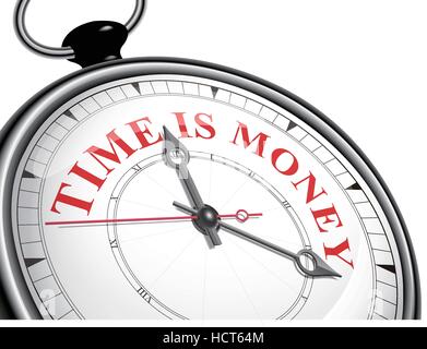 time is money concept clock isolated on white background Stock Vector