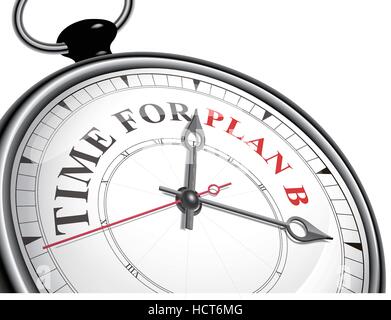 time for plan B concept clock isolated on white background Stock Vector