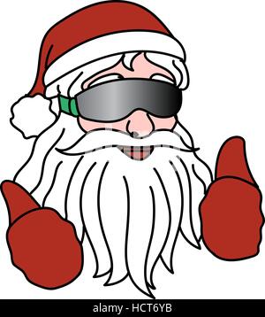 Portrait of Santa Claus with ski goggles. Vector Illustration isolated on white background. Stock Vector