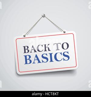 back to basics hanging sign isolated on white wall Stock Vector