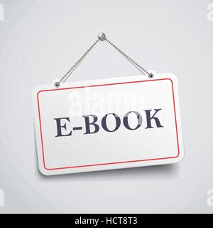 e-book hanging sign isolated on white wall Stock Vector