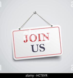join us hanging sign isolated on white wall Stock Vector