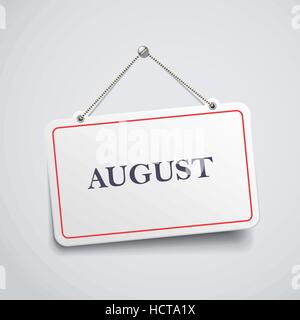 August hanging sign isolated on white wall Stock Vector