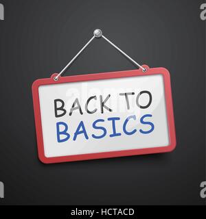 back to basics hanging sign isolated on black wall Stock Vector